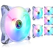 Photo 1 of DS White Rainbow RGB LED 120mm Case Fan for PC Cases, CPU Coolers, Radiators System (6 Pack RGB Fans kit, DK Series)
