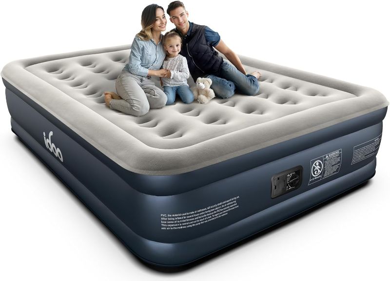 Photo 1 of iDOO Queen Air Mattress with Built in Pump, 18" Raised Comfort Blow up Mattress, Upgraded Four Chamber Airbed, Durable Inflatable Mattress for Guests...
