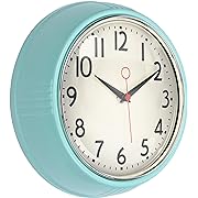 Photo 1 of Retro Wall Clock, 10 Inch Vintage Design, Silent Non-Ticking Battery Operated Clock (Teal)
