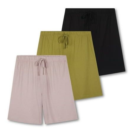 Photo 1 of Real Essentials 3 Pack:Mens Cotton Ultra-Soft Knit Sleep Pajama Shorts & Lounge Wear (Available in Big & Tall)

