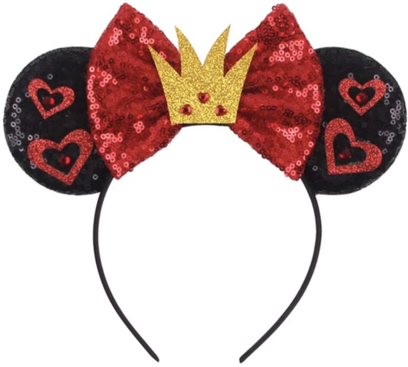 Photo 1 of CLGIFT Halloween Minnie Ears, Orange Minnie Ears, Black Web Mickey Ears Headband, Halloween Minnie Costume, Jack (Queen of Hearts)