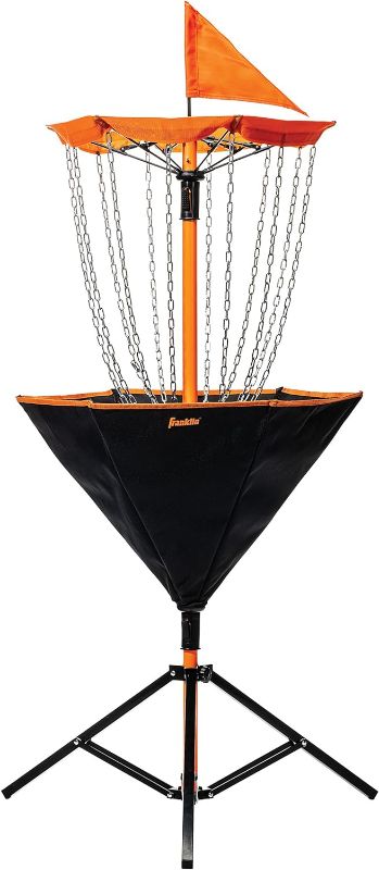 Photo 1 of Franklin Sports Disc Golf Baskets - Portable Disc Golf Target with Chains Included - Disc Golf Basket Stand Equipment for Hole + Course Creation
