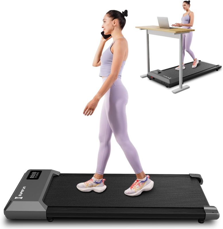 Photo 1 of Superun Walking Pad Treadmill,Under Desk Treadmills for Home & Office,Portable 2.5 HP Treadmill with Remote Control&Smart Motion APP,300 Lbs Capacity
