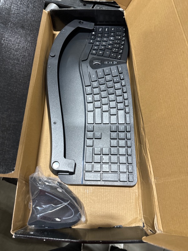 Photo 3 of Perixx Periduo-605, Wireless Ergonomic Split Keyboard and Vertical Mouse Combo, Adjustable Palm Rest and Membrane Low Profile Keys, Black, US English Layout (11633)