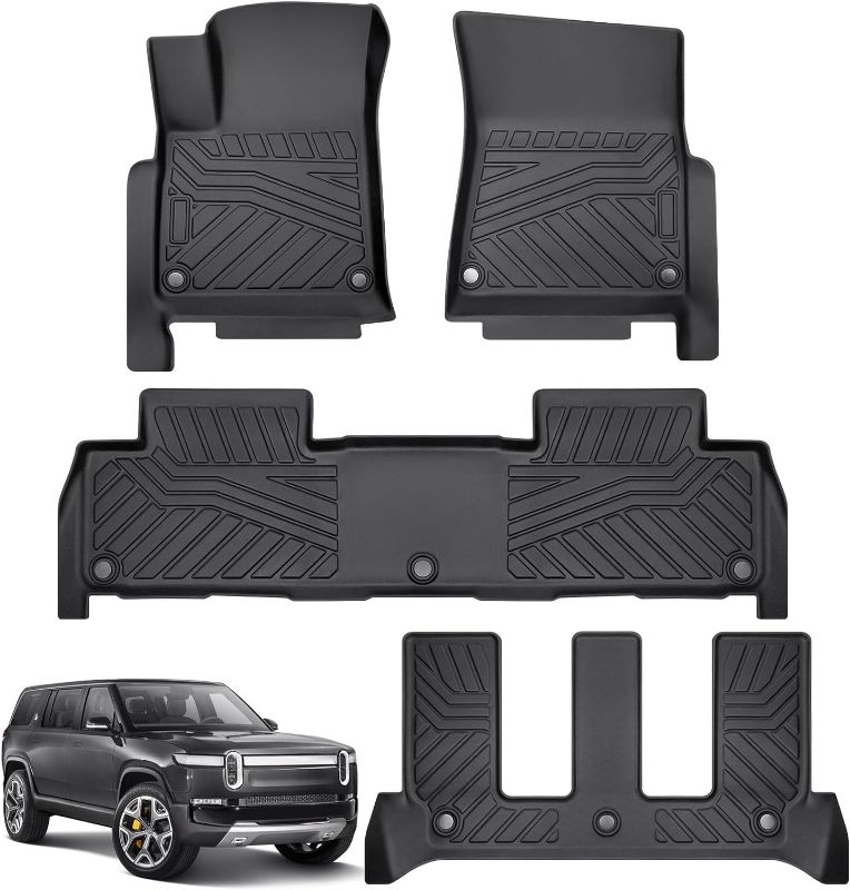 Photo 1 of Klutchtech Floor Mats for R1S 2022 2023 2024, All Weather Protection Waterproof 3D Floor Mat Compatible with R1S Accessories, Includes 1st, 2nd and 3rd Rows Full Car Mat Set Color
