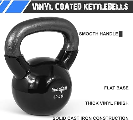 Photo 1 of Yes4All Kettlebell Vinyl Coated Weight  Black 20 - 25lb