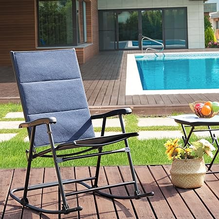 Photo 1 of NATURAL EXPRESSIONS Folding Patio Rocking Chairs,Outdoor Oversized Textilene & 3D Mesh Fabric Rocker with High Back Hard Armrest,Portable Rocking Chair for Garden, Backyard, Porch, 300lb