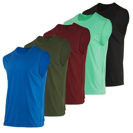 Photo 1 of 3 & 5 Pack: Men S Dry-Fit Active Athletic Tech Tank Top - Regular and Big & Tall Sizes MED
