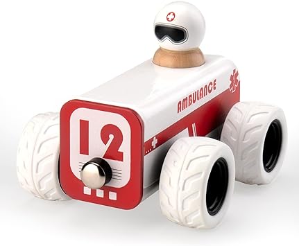 Photo 1 of BTB Wooden Pull Back Car,Toy Ambulance Paramedic,Montessori Wooden Toy,Pullback Pull-Back Car,Wooden Vintage Retro Classic Toy Car,Wood Toy Cars,Wooden Race Car,Racing Car,Toddler Boy Boys Toys
