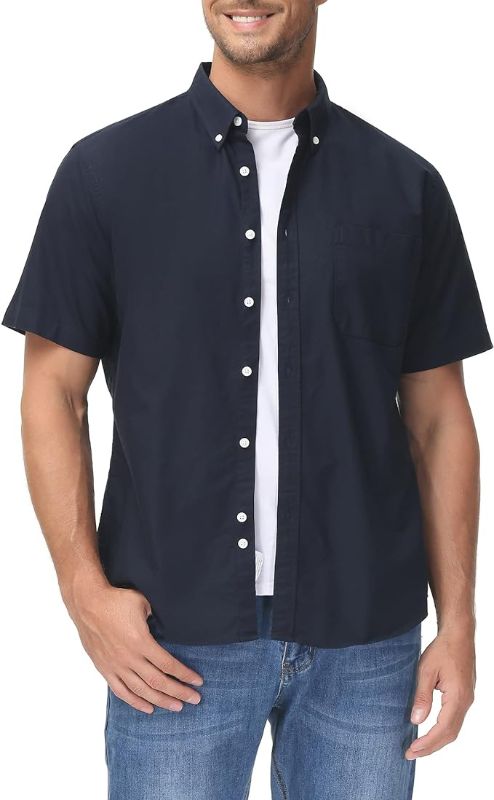 Photo 1 of MCEDAR Slim-Fit Casual Oxford Shirt for Men Button Down Short Sleeve Dress Shirts with Pocket 3xl
