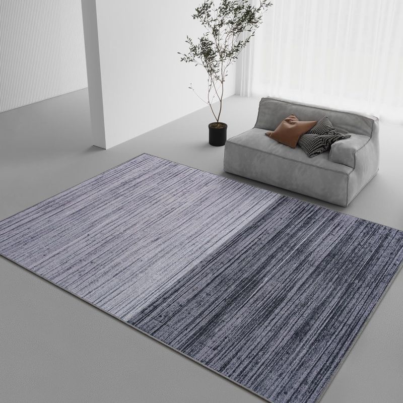 Photo 1 of DweIke Large Area Rugs for Living Room Office Dining Room, 5x7 Luxury Indoor Carpets for Bedroom Home Decor, Low Pile, Rubber Backing, Washable, Non-Slip and Non-Shedding, Deep Grey
