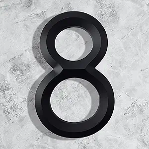 Photo 1 of 8 Inch Modern Large House Numbers, Black Home Address Signage, Number 8
