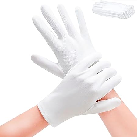 Photo 1 of Cotton Gloves, Moisturizing Gloves Overnight White Cotton Gloves for Dry Hands Eczema,Washable Hand SPA Cotton Inspection Gloves for Men and Women, One Size Fit All (3Pairs/6Pcs)
