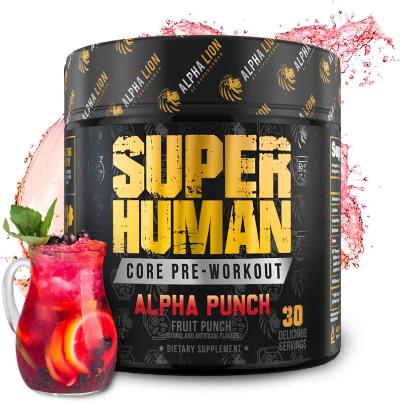 Photo 1 of ALPHA LION Core Pre Workout Powder with Creatine for Performance, Beta Alanine for Muscle, L-Citrulline for Pump & Tri-Source Caffeine for Sustained Energy (30 Servings, Fruit Punch Flavor) exp 2026
