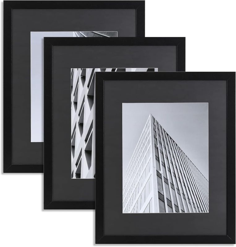 Photo 1 of ELSKER&HOME 16x20 Picture Frame with mat for 11x14, Display 11x14 Photo with mat or 16x20 Poster frame without Mat Set of 3, Horizontal and Vertical Wall Mounting
