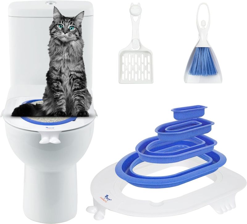 Photo 1 of Cat Toilet Training Kit, Plastic Sand Box Mat Cat Trainer Cat Toilet Cleaning Hygienic Pet Supply (2024)
