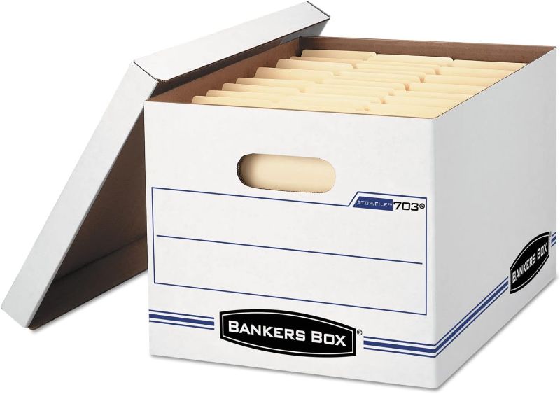 Photo 1 of Bankers Box 00703 Stor/File Boxes, W/Lid, Ltr/Lgl, 12-Inch X15-Inch X10-Inch , 12/Ct, White
