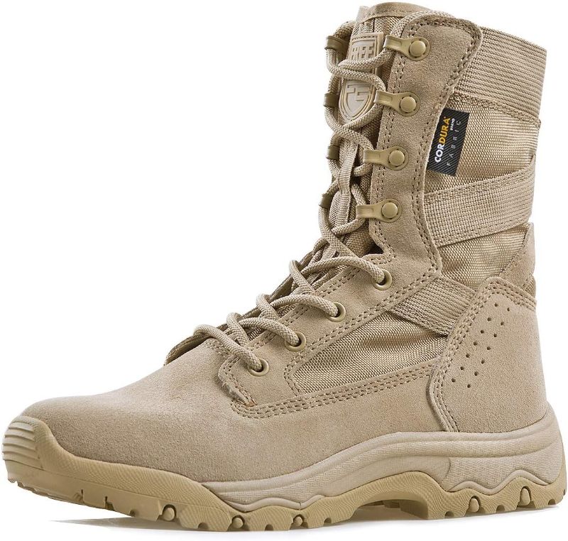 Photo 1 of FREE SOLDIER Men’s Tactical Boots 8 Inches Lightweight Combat Boots Durable Suede Leather Military Work Boots Desert Boots
SIZE 11.5