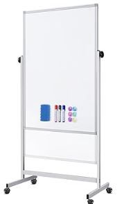 Photo 1 of Mobile Whiteboard 32 x 48 inches Height Adjustable Dry Erase White Board, Standing Easel Whiteboard on Wheels, Double-Sided Magnetic Whiteboard with Stand for Office, Home & Classroom