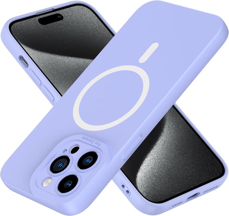 Photo 1 of Magnetic for iPhone 15 Pro Case,Silicone Shockproof Phone Case[MagSafe-Compatible] Soft Anti-Scratch Microfiber Lining Full Camera Lens Protection Cover 6.1'' (Lavender Purple)
