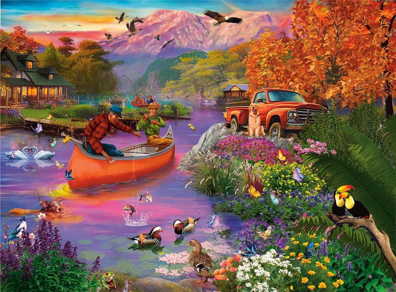 Photo 1 of Jigsaw Puzzles 500 Pieces Puzzles for Adults, Lakeside Vacation Animal Puzzle 27x20 Unique Difficult and Challenge Large Puzzle Game Toys Gift 