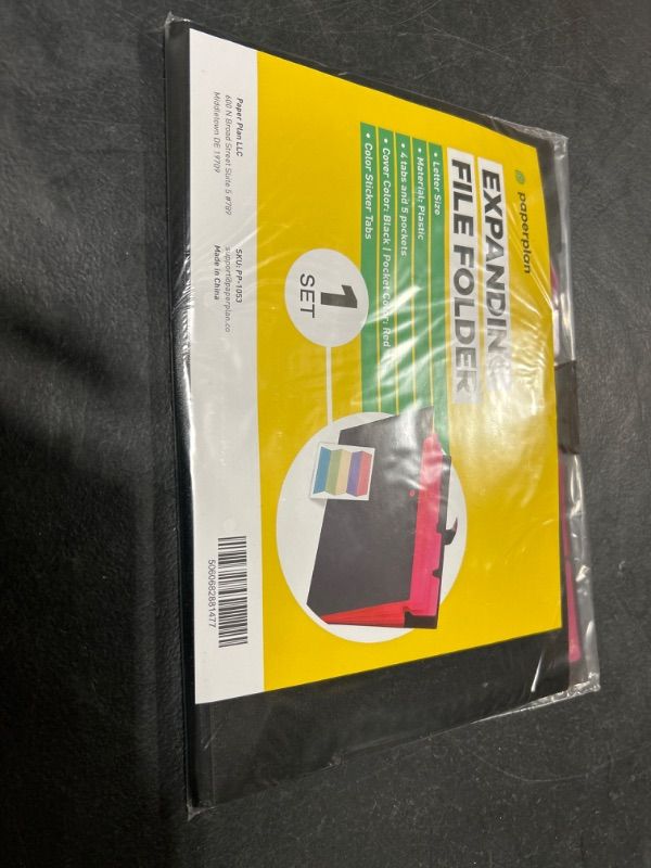 Photo 1 of Accordion File Organizer - Expanding File Folder - File Folder Organizer - (5 Pockets, Plastic, for 8.5 x 11") - Expandable File Folder - Accordion Folder (Black)