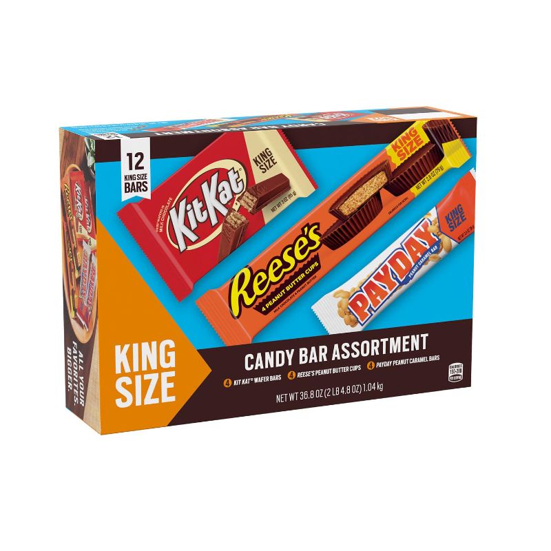 Photo 1 of KIT KAT, PAYDAY and REESE'S Assorted Flavored King Size, Candy Variety Box, 36.8 oz 