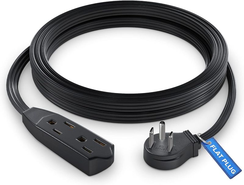 Photo 1 of Maximm Extension Cord 6 Feet Flat Plug/Wire, Multi Outlet - 3 Prong Angled Plug Extension Cord - Black UL Certified
