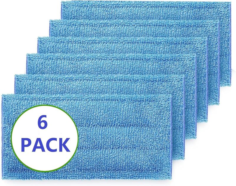 Photo 1 of Star Maktion 6 Pack Mop Pads Compatible with Swiffer Wet Jet Mops, Washable Microfiber Mop Pads for Wet & Dry Use Mop Pad Refills, Durable and Fitting for Home/Office Cleaning (Blue)