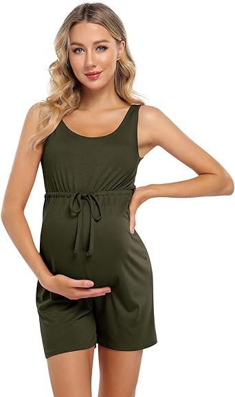 Photo 1 of Coolmee Maternity Dress Women's Scoop Neck Sleeveless Tank Top Summer Short Jumpsuit SIZE LARGE