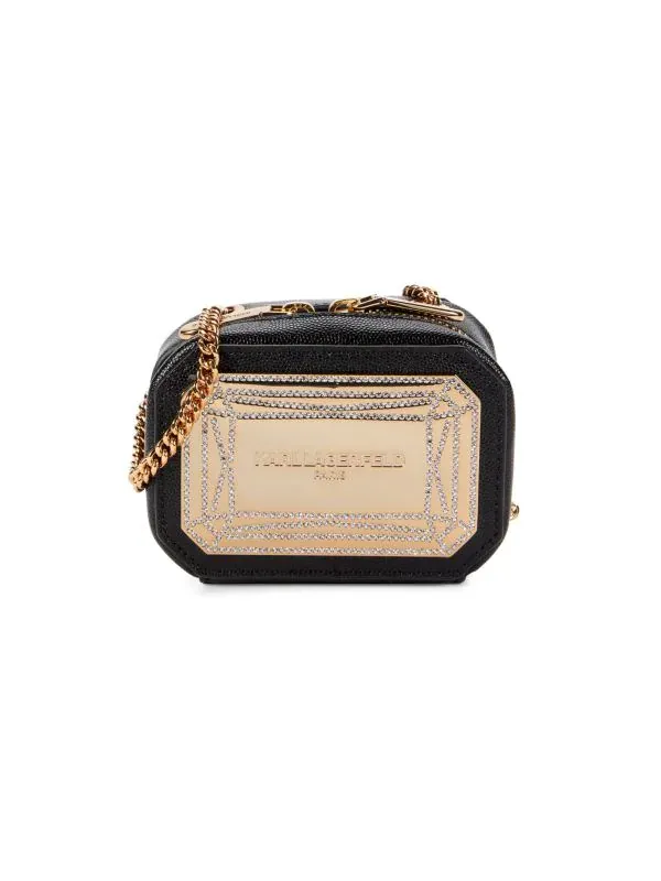Photo 1 of Karl Lagerfeld Paris Women's Kosette Leather Mini Crossbody Bag - Black Gold
