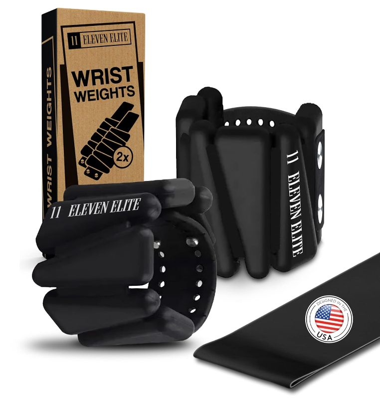 Photo 1 of 11 ELEVEN ELITE Wrist Weights - (Set of 2) Adjustable Ankle Weights for Women & Men - 2 Pounds Leg Weights - Arm Weights - Direct Muscle Building & Fat Burning - Exercise Belt (Black)
