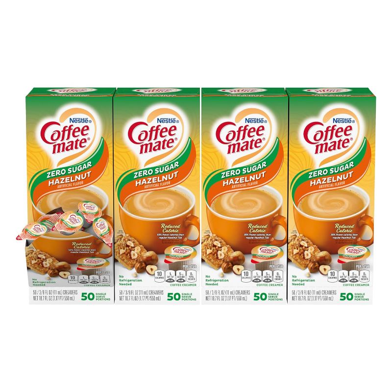 Photo 1 of Liquid Coffee Creamer Sugar-Free Hazelnut 0.38 Oz Mini Cups 50/box 4 Boxes/carton BB JUNE 2024

