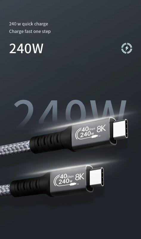 Photo 1 of USB 4c to USB 4c Cable; 40Gbps; 8K Video; 240W Charging; 1 Meter
