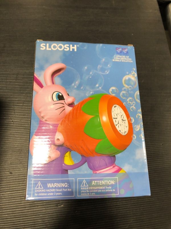 Photo 2 of Sloosh Easter Bunny Bubble Gun for Toddlers 3+, Pink Bunny Light Up Bubble Blower with 6 Bubble Refill Solution for Kids Ages 4-8, Bubble Machine Gun for Birthday Party Gifts, Outdoor, Easter