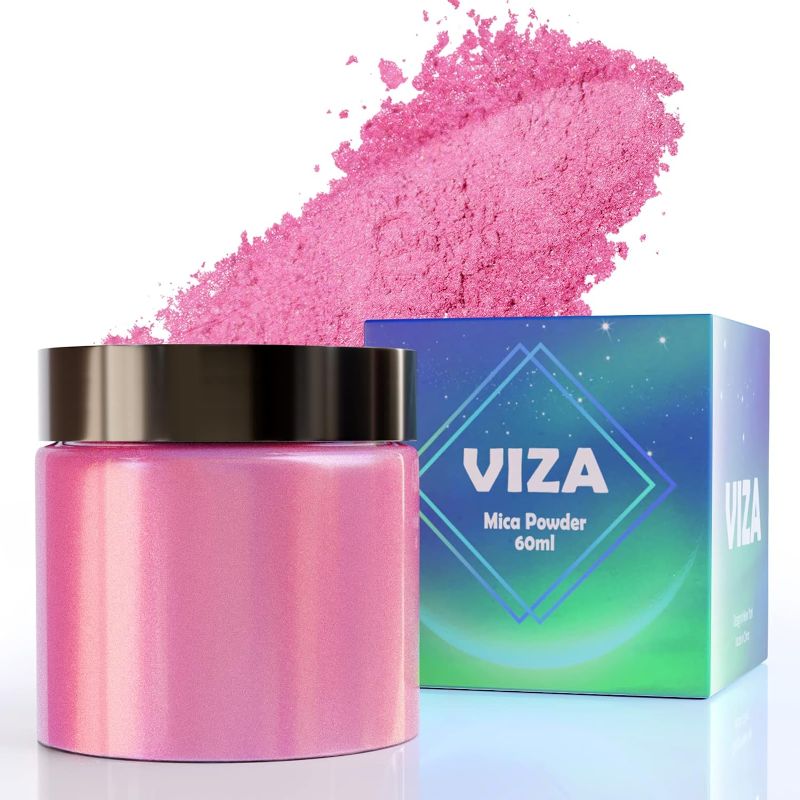 Photo 1 of Viza Cosmetic Grade Mica Powder, 40g/1.4oz Natural Color Pigment Powder for Nails, Lip Gloss, Body Butter, Soap Making, Nail Polish, Eyeshadow, Candle Dye, Bath Bombs - Rose Violet
