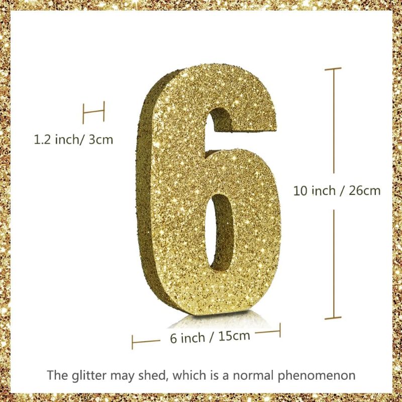 Photo 1 of 10 Inch Gold Glitter Numbers 6 Birthday Decorations, Birthday Party Centerpieces for Table Decorations,Anniversary Birthday Table Toppers
