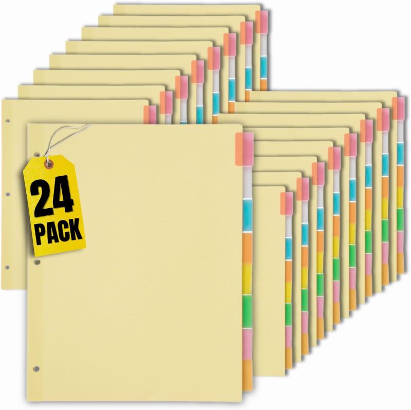 Photo 1 of 1InTheOffice Dividers for 3 Ring Binder, Binder Dividers with Tabs, 3 Ring Binder Dividers with Tabs, 8 Tab Dividers, Multicolor, 24/Pack
