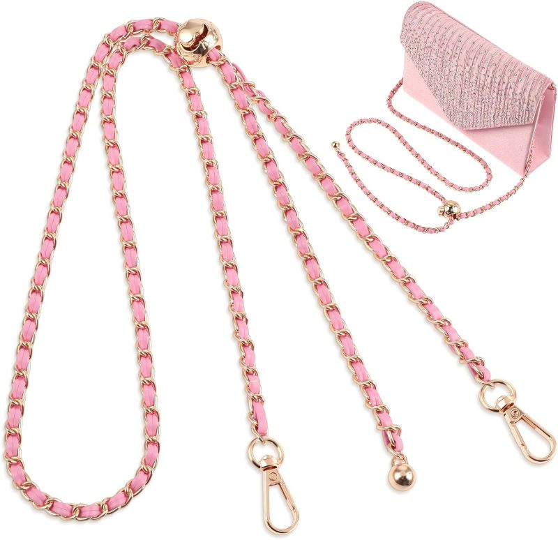 Photo 1 of Jeffdad Thin Purse Chain Strap Crossbody Bag Chains Strap Handbag Chain Replacement Leather Chain Straps-47.2"(Pink)
