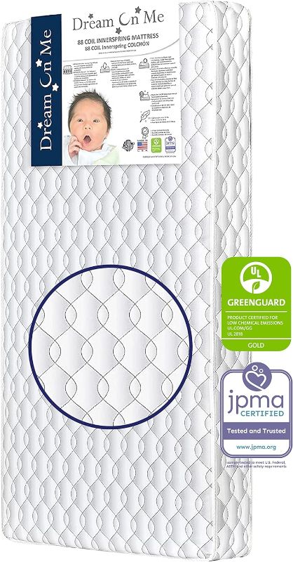 Photo 1 of 5" 88 Coil Crib and Toddler Mattress with Waterproof Cover - Greenguard Gold & JPMA Certified, 10 Year Warranty, Made in USA

