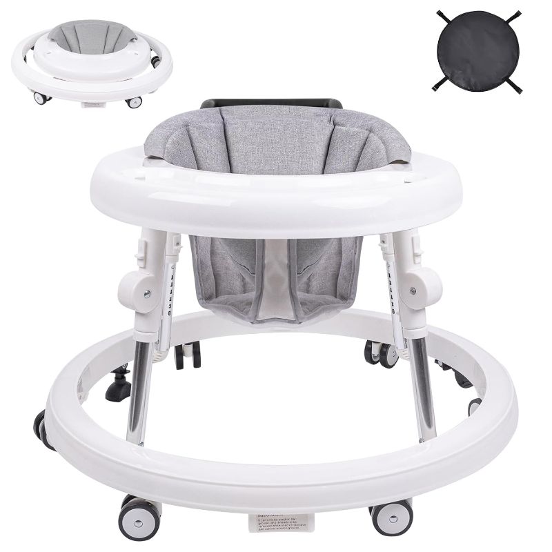 Photo 1 of Baby Walker, Foldable 9-Gear Height Adjustable Baby Walker with Wheels, Infant Toddler Walker with Foot Pads, Anti-Fall Baby Walkers and Activity Center Bouncer Combo for Boys and Girls 6-24 Months…
