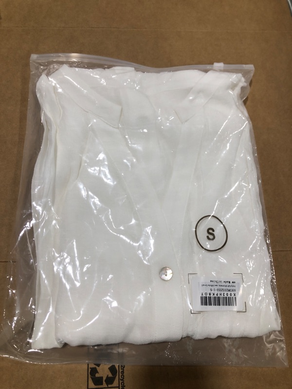 Photo 1 of Astylish Womens Sexy V Neck Cover Up Long Sleeve Button Down Shirts Dresses Small White