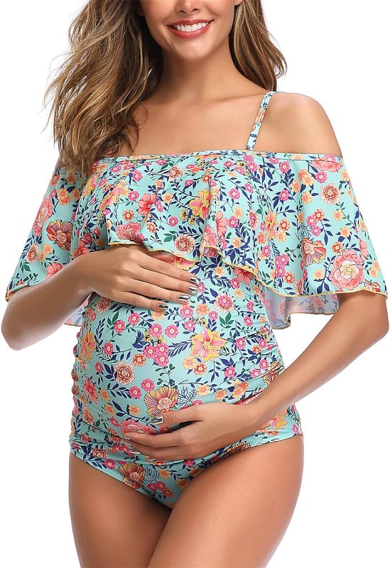 Photo 1 of MiYang Maternity Swimsuit Flounced One Piece Bathing Suit Off-Shoulder Pregnancy Swimwear
Small 