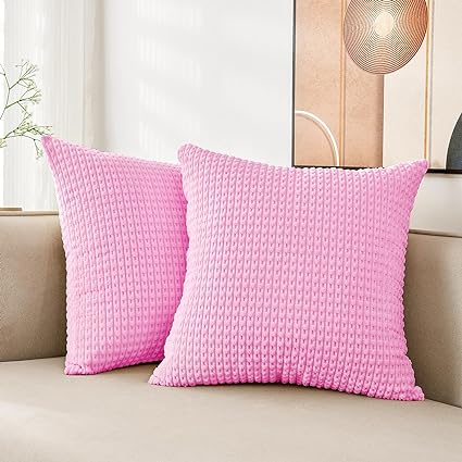 Photo 1 of Throw Pillow Covers Pack of 2,20"x 20" Pillow Covers Set of 2 Modern Farmhouse Home Decorative Pillow Cover, Soft Polyester Cushion Covers for Couch Sofa Bedroom Living Room,Rose Red
