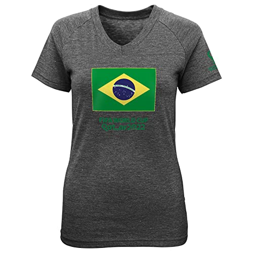 Photo 1 of Outerstuff Youth & Kids FIFA World Cup Classic Soccer Short Sleeve Triblend Tee, Tri-Blend Heather Grey, Youth Girls Small-7/8
