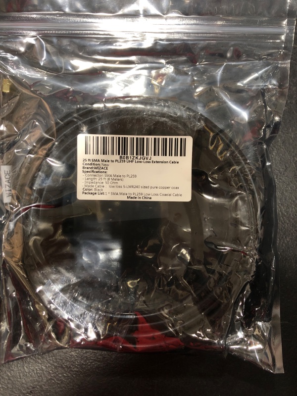 Photo 2 of WIZACE 25 ft SMA Male to PL259 UHF S-LMR240 Extension Cable (50 Ohm), Pure Copper Coaxial Cables for RF Applications,Antenna Analyzer,Handheld HAM & CB Radio,SWR Meter,Dummy Load