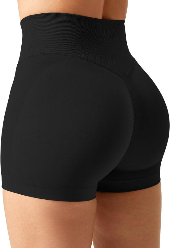 Photo 1 of VOYJOY Women Workout Scrunch Butt Lifting Shorts 3.6" V Cross Waist Amplify Gym Shorts High Waisted Seamless Yoga Shorts LARGE
