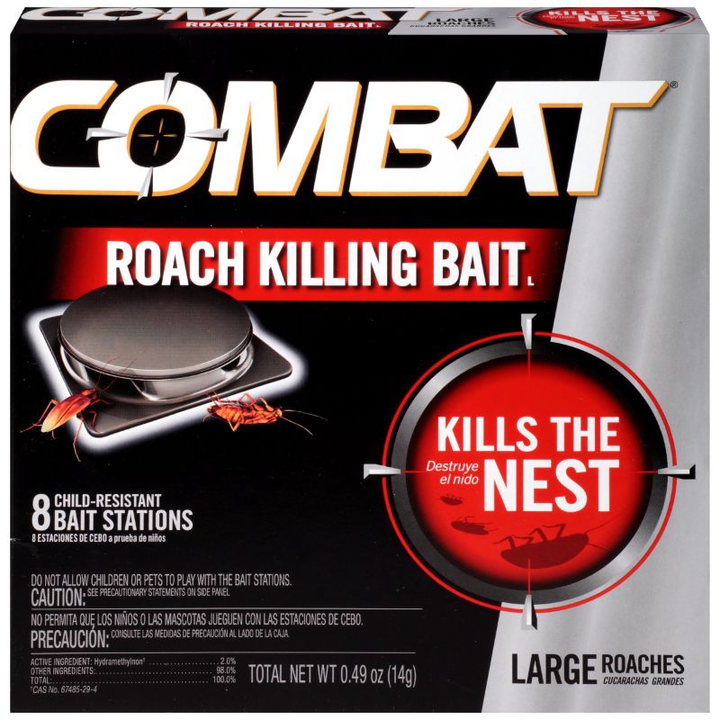 Photo 1 of 2 PACK Combat Roach Killing Bait, Roach Bait Station For Large Roaches, Kills The Nest, Child-Resistant, 8 Count