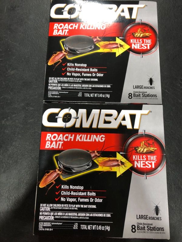 Photo 2 of 2 PACK Combat Roach Killing Bait, Roach Bait Station For Large Roaches, Kills The Nest, Child-Resistant, 8 Count