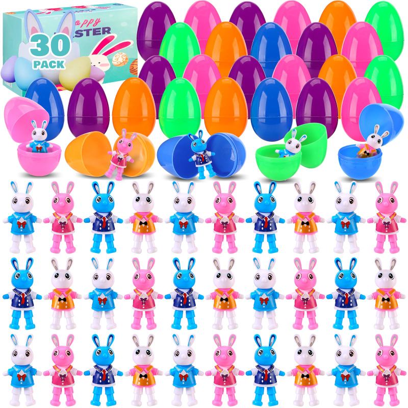 Photo 1 of 2 PACK 30 Each Box Prefilled Easter Eggs with Bunny Toys Stuffed,Easter Basket Stuffers, Easter Egg Fillers,Bulk Assorted Toys for Easter Gifts Egg Hunt Classroom Favors,Treasure Box Prizes Toys for Boys Girls Easter toys